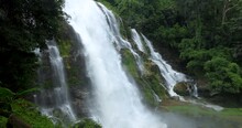 Beautiful Landscape View Of Big Wachirathan Waterfall In The Rainy Season At Doi Inthanon, Chiang Mai,Thailand, 4k Video