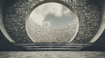 Poster - Wall design of a building made of stone with curved lines