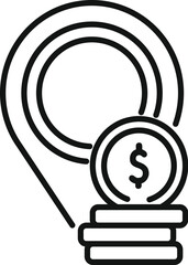 Poster - Cash stack location icon outline vector. Card exchange money. Online credit