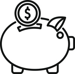 Poster - Investment piggy bank icon outline vector. Finance safe. Sign funds