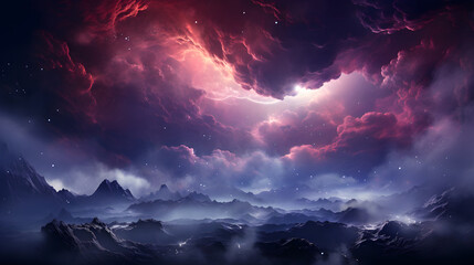 Wall Mural - nebula of space, cosmic scenes with nebulous forms and distant starlights.