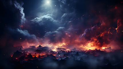 Wall Mural - nebula of space, cosmic scenes with nebulous forms and distant starlights.