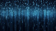 digital rain with luminescent dots cascading downward,light moving vertical straight line on a background,  fiber optics background with lots spots
