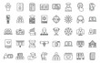 © anatolir - Professional development of teachers icons set outline vector. Webinar laptop. Personal online school