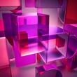 3d render, abstract geometric background, translucent glass with violet pink red gradient, simple square shapes jelly square gummy candy multidimensional neon digital box  Generative AI 