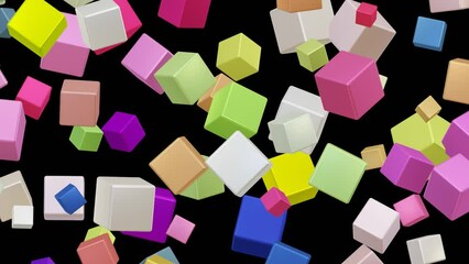 Poster - Abstract colorful cubes background rotation animation