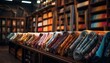 Photo of a Stylish Collection of Neckties on a Rustic Wooden Shelf