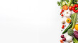 © RhythmK - Various fresh vegetables on white background, top view, banner