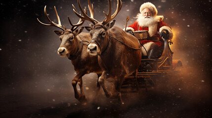 santa claus with reindeer