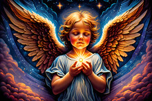 A Lighted Baby Angel.
Generative AI