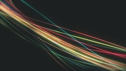 Poster - slow mo light strings particles background/ 4k animation of an abstract slow motion technology backg