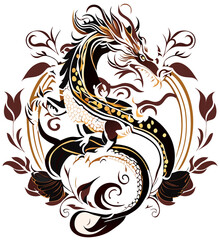 Wall Mural - tattoo dragon design