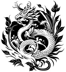 Wall Mural - black dragon tattoo