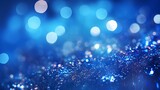 Fototapeta  - Sapphire glitter bokeh background with shimmering royal blue sparkles and crystal droplets