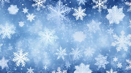 Wall Mural - watercolor snowflakes pattern on silver background - vector illustration of repeated snow texture