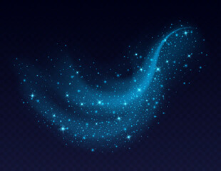 Wall Mural - blue dust cloud with sparkles isolated on dark background. stardust sparkling background. glowing gl