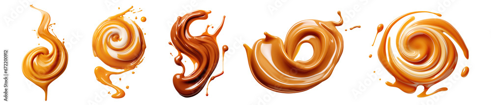 Set of caramel swirls isolated on transparent background. Stock Photo ...
