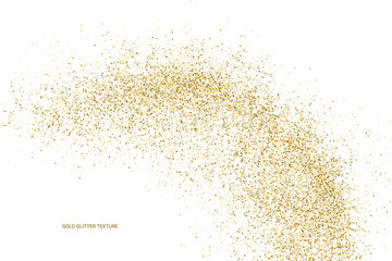 Wall Mural - Gold Glitter Vector Texture Isolated On White. Yellow Color Sequins. Golden Explosion Of Confetti. Design Element. Celebratory Illustration Background. 