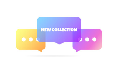 Poster - New collection bubble. Flat, color, speech bubbles, new collection sign. Vector icon