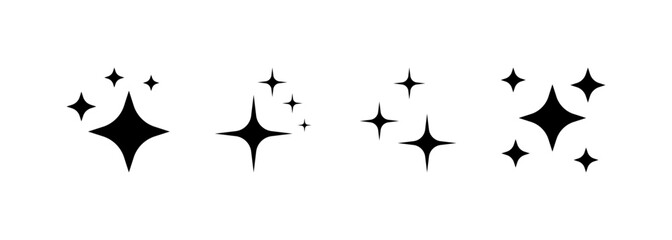 Poster - Star icons. Silhouette, black, beautiful stars icons. Vector icons