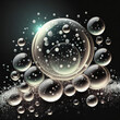 © ffolas - Shiny water bubbles on black background