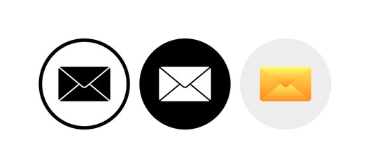 Poster - Envelope icons. Different styles, envelopes in a circle, message button. Vector icons