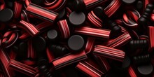 Abstract Ilustration Of Black And Red Licorice.  
