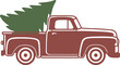 Christmas red truck , Christmas Red truck carrying a Christmas tree, Merry Christmas truck