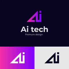 Leinwandbilder - letter ai lowercase identity logo design with multicolor shape icon design element, minimalist style for business technology and company identity