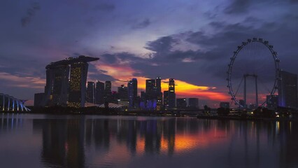 Wall Mural - hyper lapse , Singapore downtown skyline