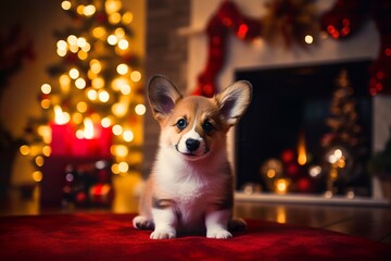 Sticker - cute corgi christmas