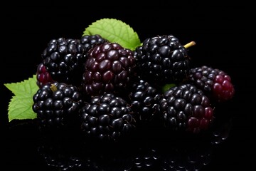 Poster - Generative AI : Blackberries in a pile isolated on white background