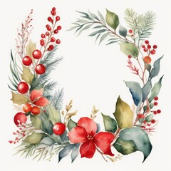 Wall Mural - Watercolor Christmas Flower Decoration