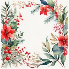 Wall Mural - Watercolor Christmas Flower Decoration