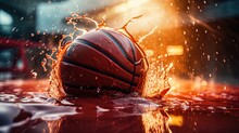 A Basketball Court With Water And Sunlight, AI Generative