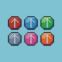 Poster - Pixel art sets of upload button with variation color item asset. Simple bits of update icon pixelated style. 8bits perfect for game asset or design asset element for your game design asset.