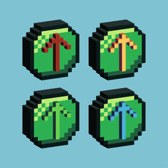 Fototapete - Isometric Pixel art 3d of upload icon for items asset. Upload button on pixelated style.8bits perfect for game asset or design asset element for your game design asset.