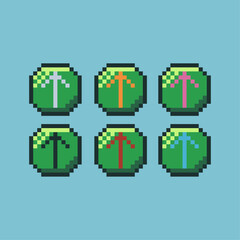 Poster - Pixel art sets of upload button with variation color item asset. Simple bits of update icon pixelated style. 8bits perfect for game asset or design asset element for your game design asset.