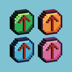 Fototapete - Isometric Pixel art 3d of upload icon for items asset. Upload button on pixelated style.8bits perfect for game asset or design asset element for your game design asset.