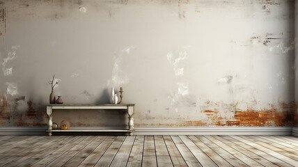 Wall Mural - empty interior with wall and floor.