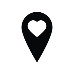 Poster - map point with a heart icon.   love sign valentines day icon