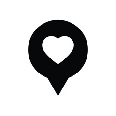 Poster - map point with a heart icon.   love sign valentines day icon