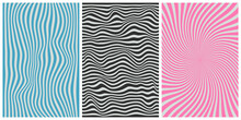 Groovy Old Vintage Hippie Backgrounds With Waves, Swirls, And Twirls In A Trendy Retro Psychedelic Style. Twisted And Distorted Vector Texture. Fit For Banner, Cover, Or Poster Design