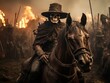 © Vitalii But - Black horseman skull of apocalypse riding black horse AI