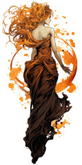Wall Mural - sensual drawing of a lady silhouette oriental dress feminine - by generative ai