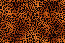 A Repeating Leopard Pattern Texture In Seamless Shades Of Orange And Black. Generative AI.