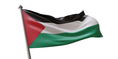 Sticker - Palestine flag waving isolated on white transparent background, PNG.