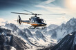 Helicopter flying inthe mountains, helicopter in mountain range, heli, rescue helicopter