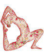 Pink yoga pose with floral print in red tones and green leaves.
This image is part of a set of 50 yoga poses perfect for creating beautiful designs, for your website, social networks, products, etc.