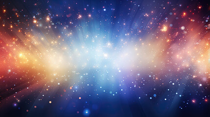 Poster - Abstract backgound with blue and orange light rays. God rays or light burst with bokeh.